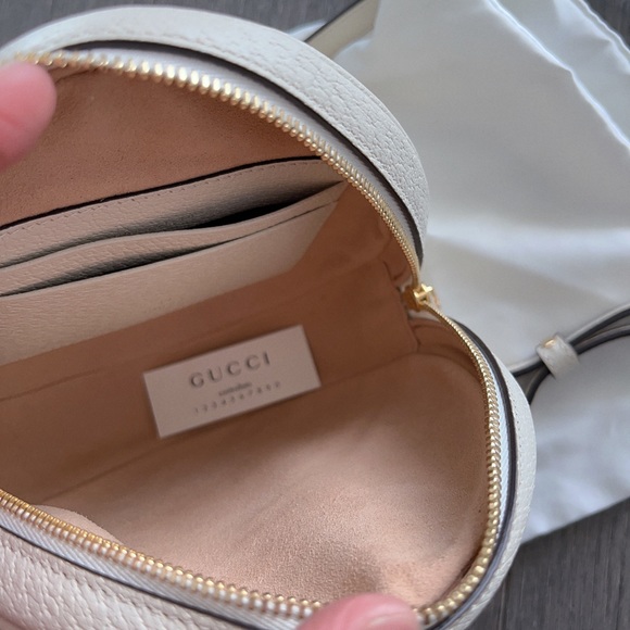 Gucci Textured Calfskin Web Mini Ophidia Round Backpack Mystic White - Picture 2 of 8